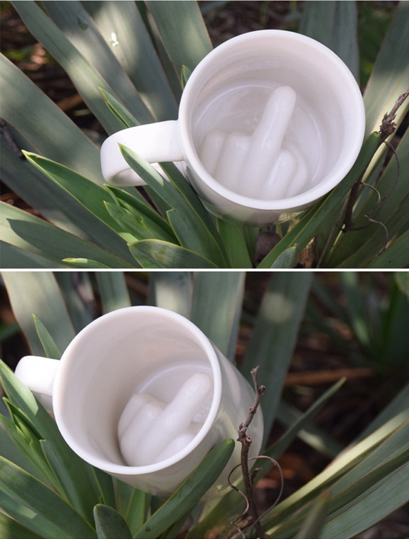 White Middle Finger Mug