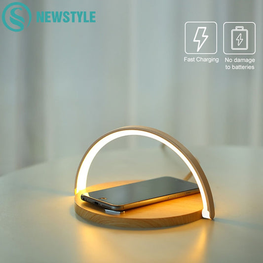 10W Qi Fast Wireless Charger Table Lamp For iPhone X XR XS